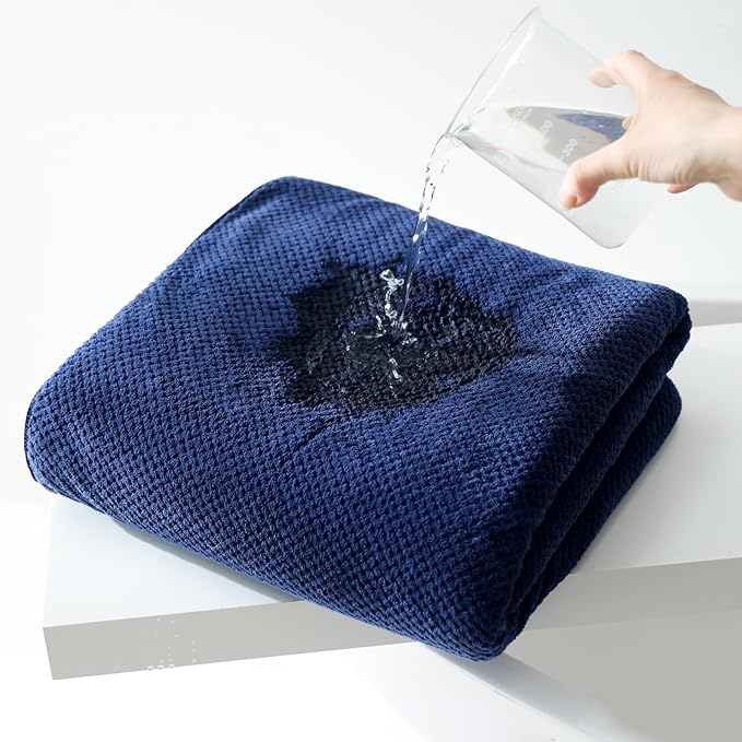 30x60 Inches Extra Large Bath Towels Set Super Soft Absorbent Luxury Microfiber Towels for Bathroom (Navy Blue, 6PCS)