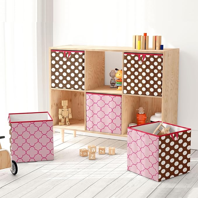 Bacati - Large Storage Tote Butterflies Pink/Chocolate Girls 14 x 14 x 10 inches