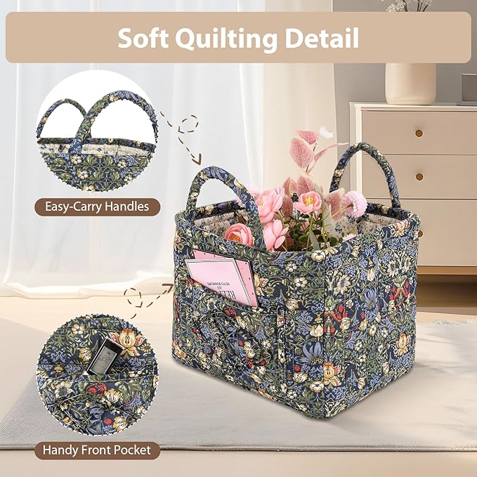 Fabric Storage Basket 2 Pack,Large and Mini Boho Laundry Nursery Hamper Portable Folding Organizer for Car Bedroom