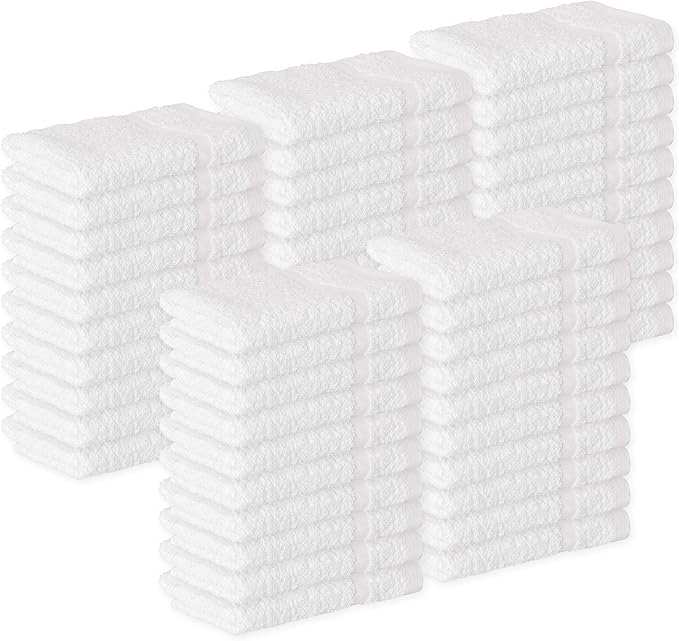 GREEN LIFESTYLE Bulk Washcloths 12x12 50 Pack - Face Towel, Wash Clothes for Body and Face - 100% Pure Cotton Wash Cloths for Your Body (White)