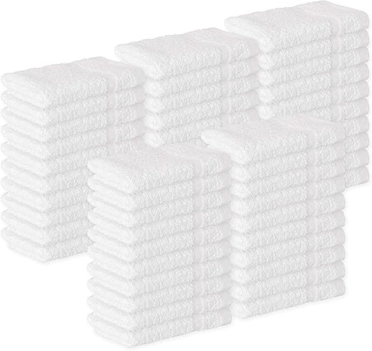 GREEN LIFESTYLE Bulk Washcloths 12x12 50 Pack - Face Towel, Wash Clothes for Body and Face - 100% Pure Cotton Wash Cloths for Your Body (White)