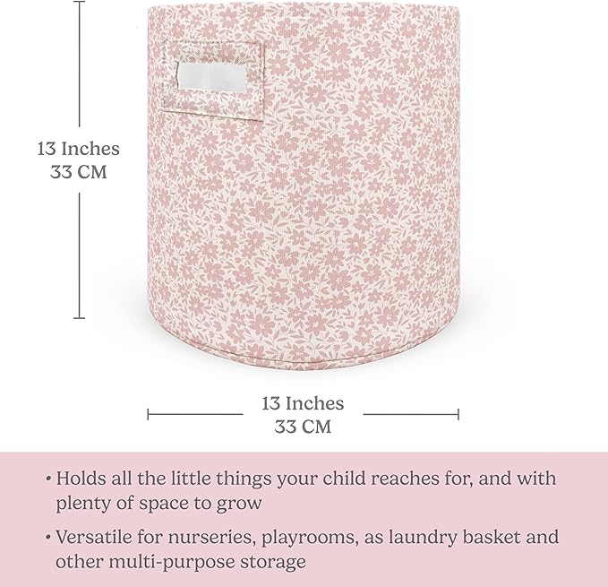 Sorrel + Fern Nursery Storage Basket (Antique Rose), Soft Collapsible Fabric Toy Bin, Magic Forest-Inspired Organizer for Playroom or Nursery, Gender-Neutral Decor, 13 × 13 Inches