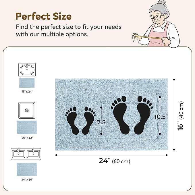 GRANNY SAYS Bathroom Rugs Non Slip, 16" x 24", Bath Rugs for Bathroom Washable, Bath Mats for Floor, Microfiber Bath Mat for Tub, Absorbent Bath Rugs for Shower Room, Pearl White