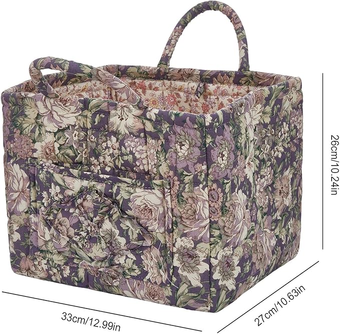 Boho Fabric Storage Basket, Large Capacity Laundry Basket, 12.2'' x 10.23'' x 10.23'' Collapsible Laundry Hamper with Easy Carry Handles (D Multi-Color 19, L)