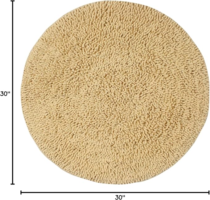 Home Weavers Fantasia Bath Rug 100% Cotton Bathroom Rugs Set, Bathroom Décor, Washable Rug, Extra Soft and Absorbent Bath Rug, Kitchen Mat, Bath Mat Set, Bath Floor Mat Non Slip, 30" Round, Yellow