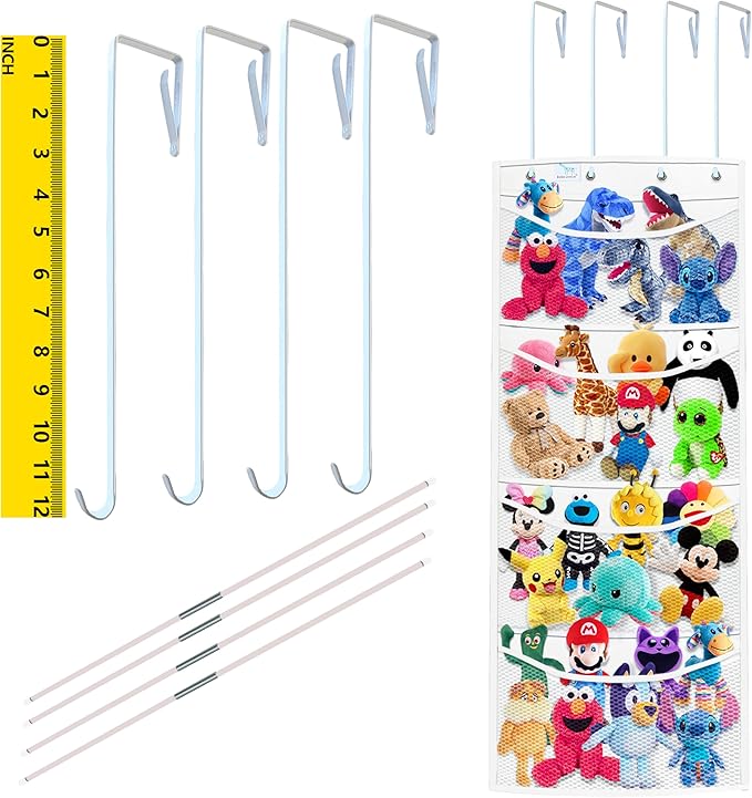 stuffed animal storage,The solution you have been looking for,stuff animal organizer,Holds a lot,toy storage,Way better than the ceiling hammocks,over the door,stuffy storage,white
