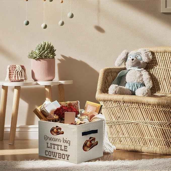 Western Cowboy Nursery Storage Bins Box, Toybox for Boys, Little Cowboy Western Foldable Storage Baskets Organizer for Bedroom Bathroom Boys Room Dorm Clothes Toys Books