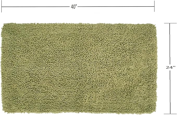 Home Weavers Fantasia Bath Rug 100% Cotton Bathroom Rugs Set, Washable Rug, Soft Cotton Extra Soft and Absorbent Bath Rug, Kitchen Mat, Bath Mat Set, Bath Floor Mat Non Slip, 24"x40" Rectangle, Sage