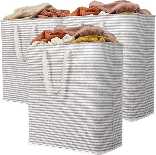 Lifewit 3 Pack Laundry Hamper Large Collapsible Laundry Baskets, Freestanding Waterproof Clothes Hamper with Easy Carry Handles in Laundry Room Bedroom Bathroom College Dorm, Grey, 3 x 100L