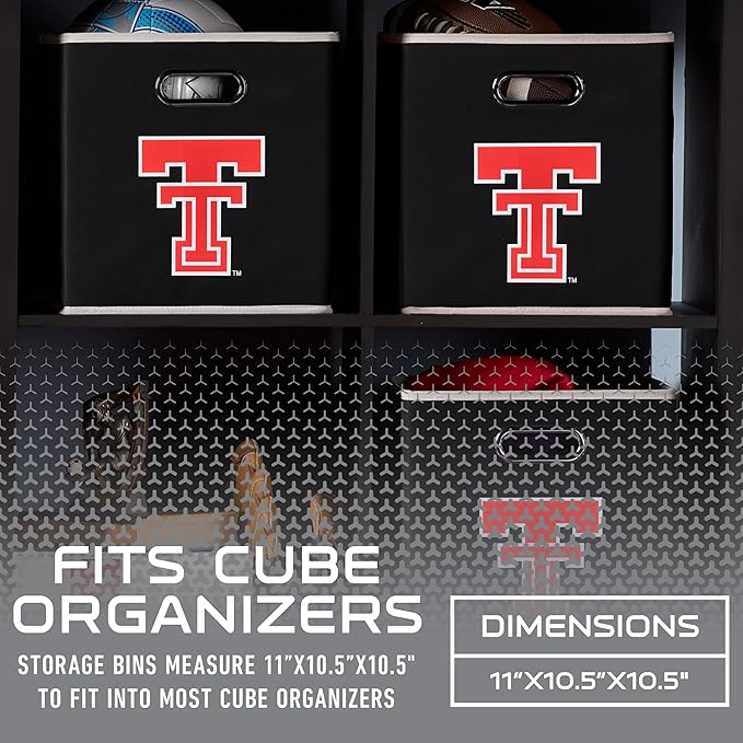 Franklin Sports NCAA College Team Fabric Storage Cubes Made to Fit Storage Bin Organizers