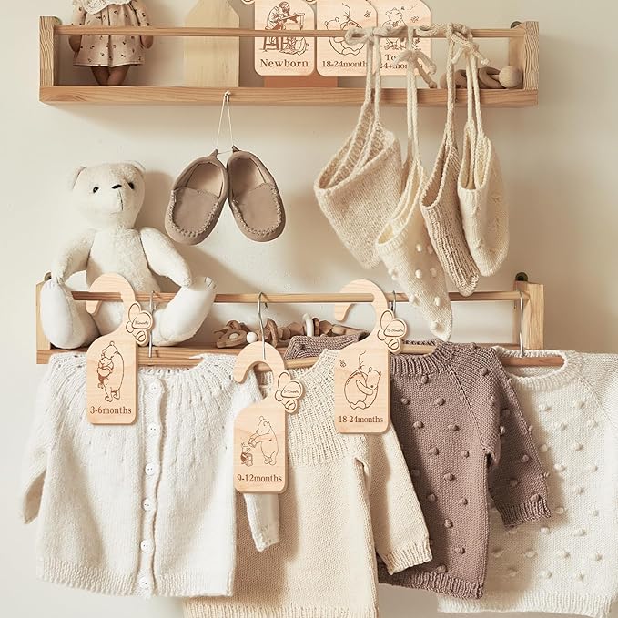 Winnie Baby Closet Divider -Winnie Nursery Decor Wardrobe Baby Closet Organizer,Daisy Design Nursery Decor Clothes Hanger Dividers for Sorting 8 from Newborn to 24+ Months,bee