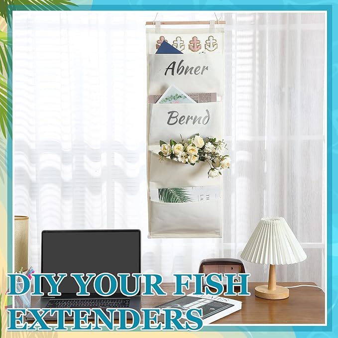 Fish Extender Cruise Gift Hanging Organizer with 4 Pockets and Iron on Anchor Patch Cabin Door Storage Bag 2026 Fe for Cruise Essentials Exchange Gift Pixie Dusting(Beige, Pink, White)