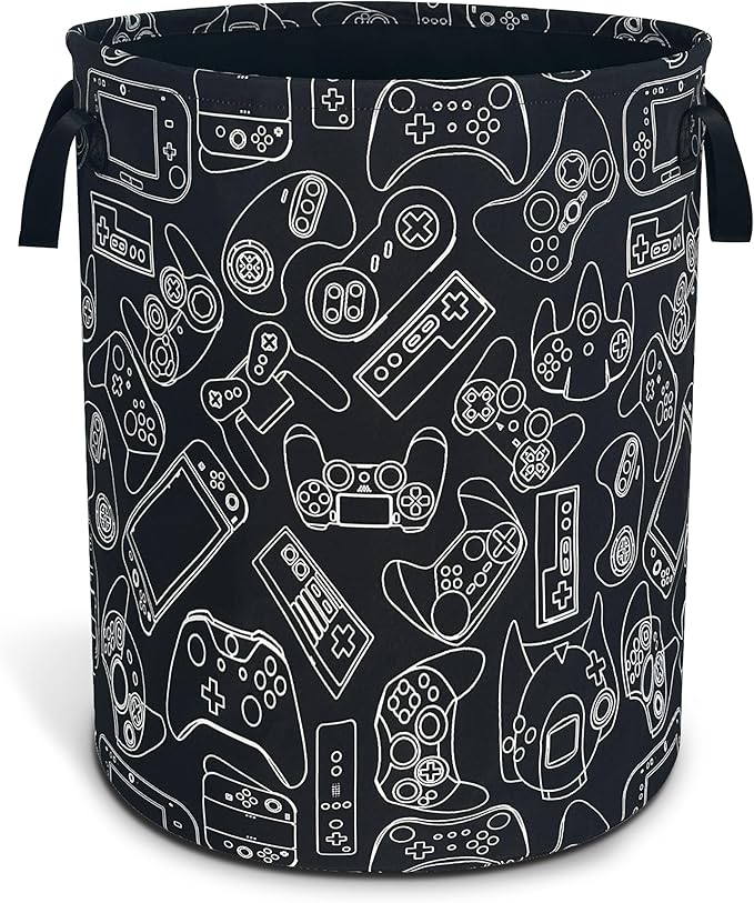 Game Controller Laundry Basket Oxford Cloth Gaming Laundry Hamper With Handle Foldable Portable Clothes Storage Basket 18.9 X 16.5 In Storage Bag For Laundry Room/Bathroom/Bedroom/Dormitories