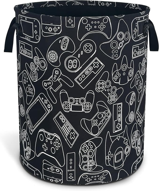 Game Controller Laundry Basket Oxford Cloth Gaming Laundry Hamper With Handle Foldable Portable Clothes Storage Basket 18.9 X 16.5 In Storage Bag For Laundry Room/Bathroom/Bedroom/Dormitories