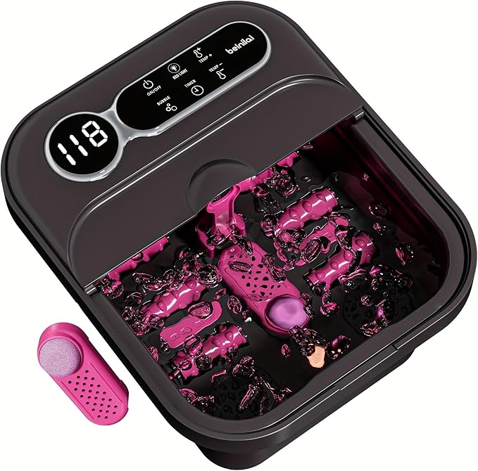Foldable Automatic Heating Foot Spa Bath, Temperature-Controlled Foot Spa Basin with Massage Rollers, Bubbles and Foot Care Kit，Perfect Gift for Family And Friends, The Best Gift Choices for Christmas