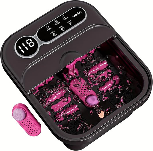 Foldable Automatic Heating Foot Spa Bath, Temperature-Controlled Foot Spa Basin with Massage Rollers, Bubbles and Foot Care Kit，Perfect Gift for Family And Friends, The Best Gift Choices for Christmas