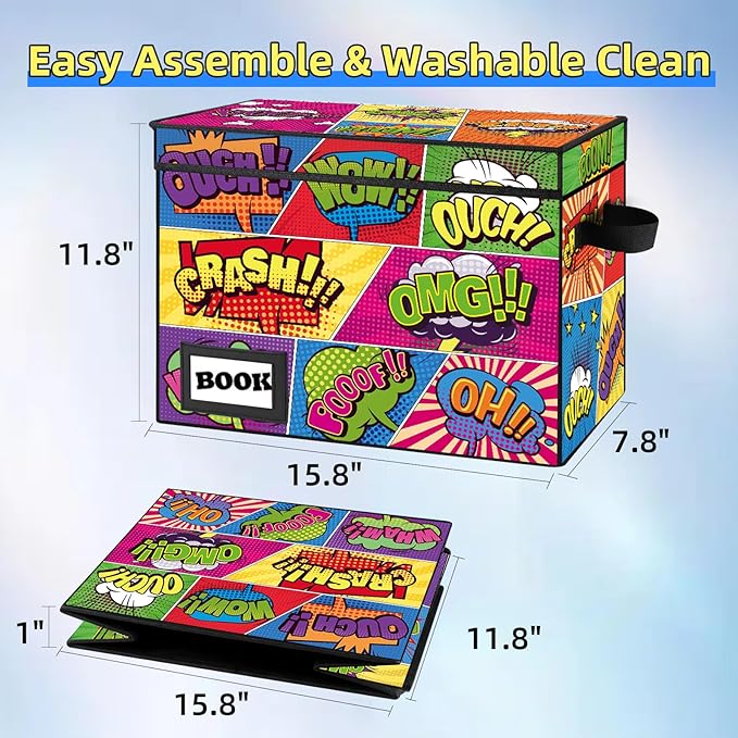 2 Pack Collection Comic Book Storage Boxes, Protector Organizer 15.8" X 7.8" X 11.8" Collapsible Short Box Holds 160-180 Comic Book Heavy Duty Bin Container Holder Shelf