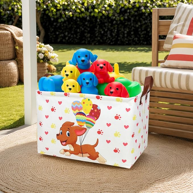 Large Easter Basket for Empty Kid Rectangular Cute Easter Gift Storage Basket Bunny Eggs Décor (Dog)