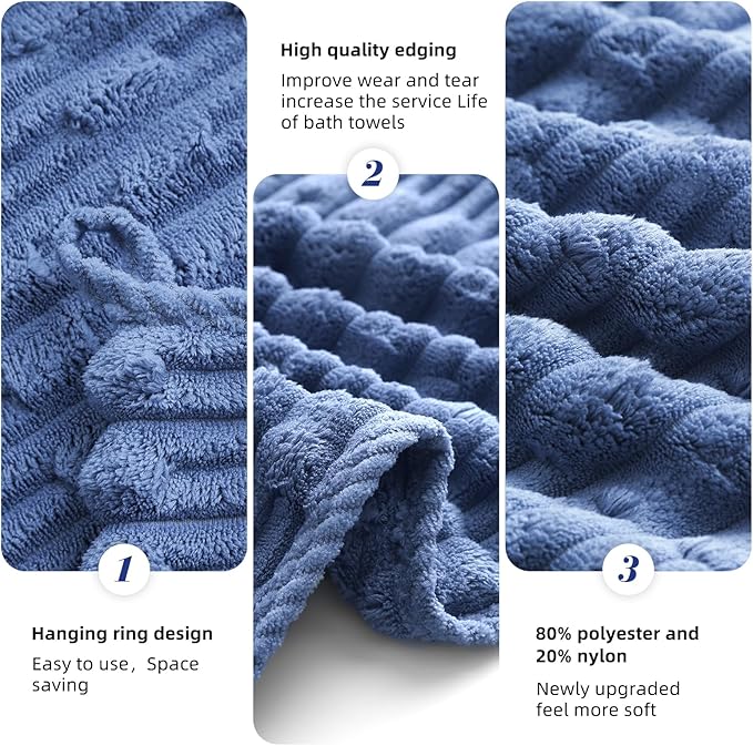 30X60 Inches Extra Large Bath Towels Sets of 6 for Bathroom Super Soft Quick Dry 2 Bath Towels 2 Hand Towels 2 Washcloth Towels Microfiber Shower (Light Blue, 6 Piece)