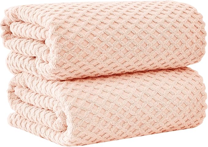Great Bay Home Oversized Bath Sheets - 100% Cotton 2 Pack 68x35 Extra Large Towel - Absorbent, Durable, Quick-Dry Towels for Bathroom (Pink)