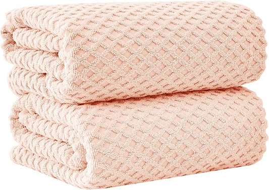 Great Bay Home Oversized Bath Sheets - 100% Cotton 2 Pack 68x35 Extra Large Towel - Absorbent, Durable, Quick-Dry Towels for Bathroom (Pink)