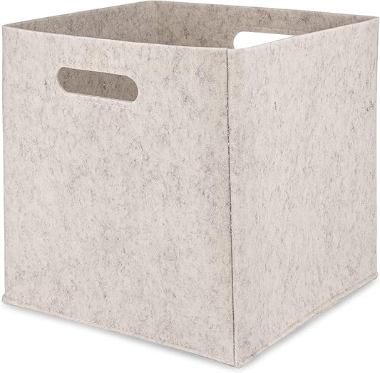Parker Baby Felt Foldable Storage Cube Bin - 11 Inch Nursery Cubby Storage Bin Cubes for Cube Organizer, Closet Organizers and Storage Toy Bin, Rope Baskets Bins for Toy’s Storage - White