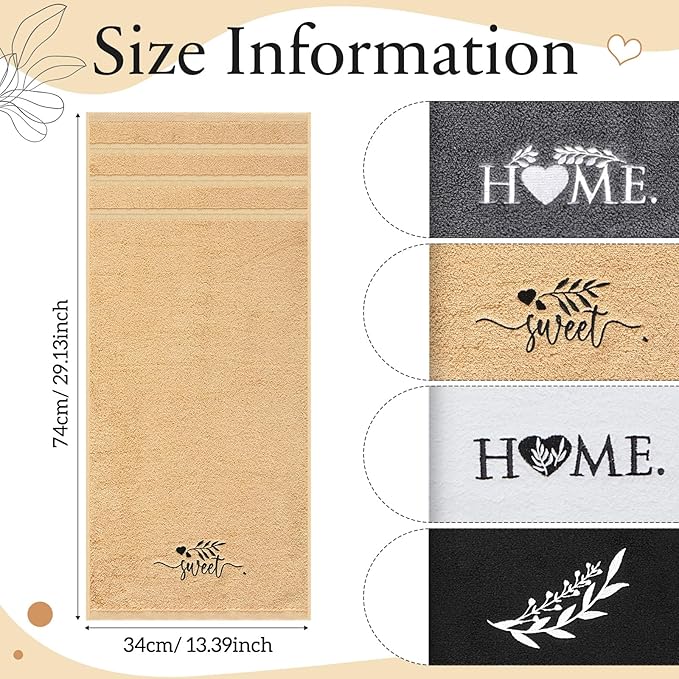 4 PCS Farmhouse Hand Towels Set 29" x 13" for Bathroom and Kitchen Rustic Embroidered Hand Towels Decorative Soft Absorbent Facecloth Set for Hostess Housewarming Gift