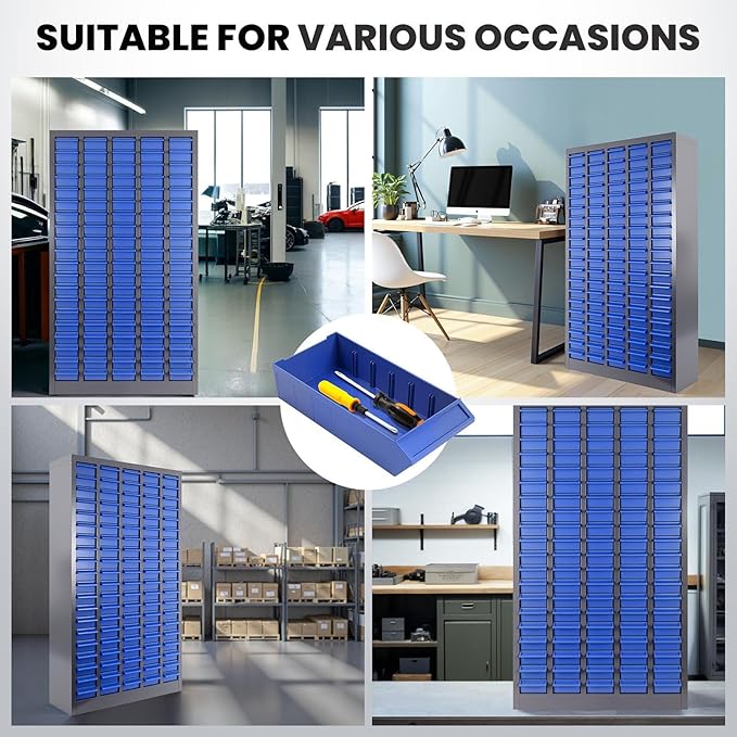 100-Drawer Nut and Bolt Organizer, Small Parts Organizer with Alloy Steel Frame & ABS Drawers, Bolt Bin for Garage, Teacher Toolboxes, Makeup & Workshop, Tool Hardware Storage (100-grid Drawer)
