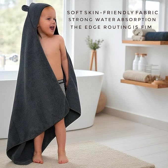 Organic Cotton Toddler Poncho Towel 33"x33" – Ultra-Soft Hooded Bath & Beach Towel with Bear Ears – Absorbent Kids Towel for Boys & Girls 0-5T, Premium for Pool, Bath & Travel (Coral)