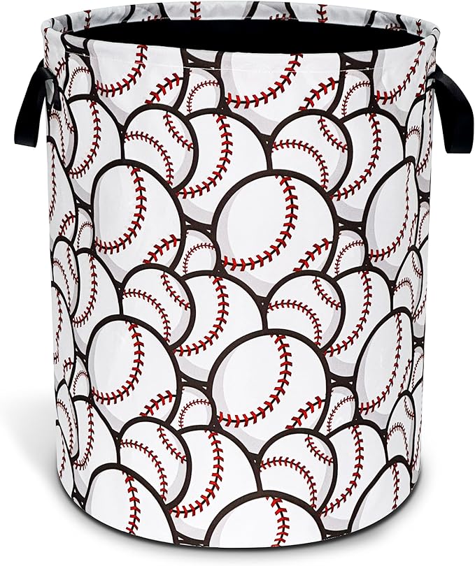 Baseball Laundry Basket Ball Sports Oxford Cloth Laundry Hamper With Handle Foldable Portable Clothes Storage Basket 18.9 X 16.5 In Storage Bag For Laundry Room/Bathroom/Bedroom/Dormitories
