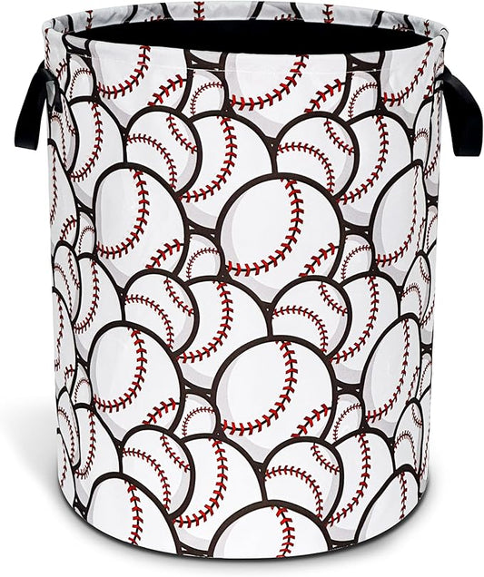 Baseball Laundry Basket Ball Sports Oxford Cloth Laundry Hamper With Handle Foldable Portable Clothes Storage Basket 18.9 X 16.5 In Storage Bag For Laundry Room/Bathroom/Bedroom/Dormitories