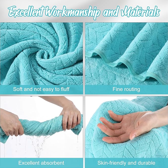 16 Pack Microfiber Bath Towels Bulk 27'' x 60'' Oversized Size Bath Towel Highly Absorbent Extra Large Soft Drying for Shower Beach Winter Salon Sport Gym Party (Wheat,Light Blue)