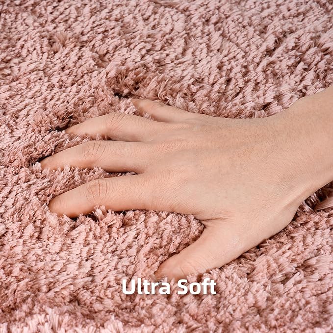 3 Pieces Luxury Bathroom Rug Set with U-Shaped Toilet Rug, Non-Slip Rubber Bottom, Thick Microfiber Fluffy Plush, Water Absorption, Quick Dry, Ultra Soft, Bath Mats for Bathroom, Tub(Coral)