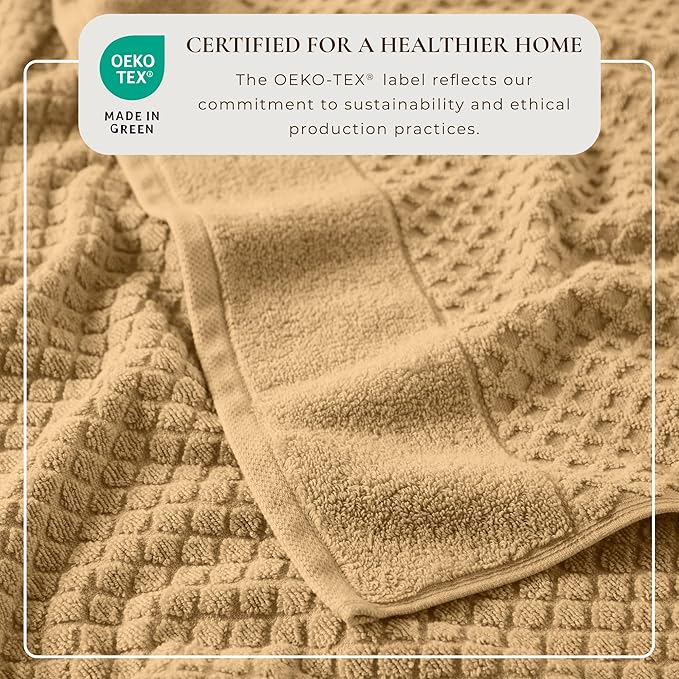 Great Bay Home Hand Towels - 100% Cotton 6 Pack 26x16 Hand Towel Set - Absorbent, Durable, Quick-Dry Towels for Bathroom (Sand)