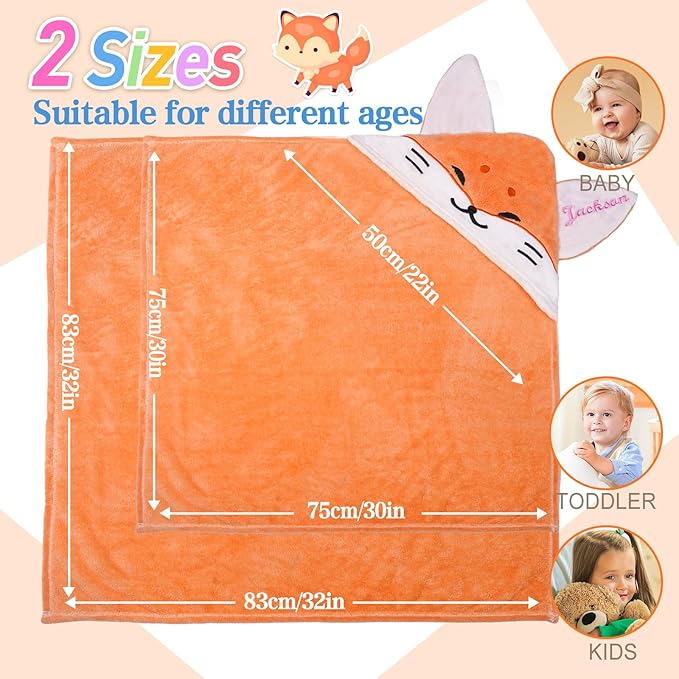 Baosity Custom Hooded Baby Towel with Name, Soft and Absorbent Customized Fox Toddler Towels, Baby Bath Towel for Boys and Girls, Easter Birthday Towel for Kids，Babies, Toddlers, Newborns Essential