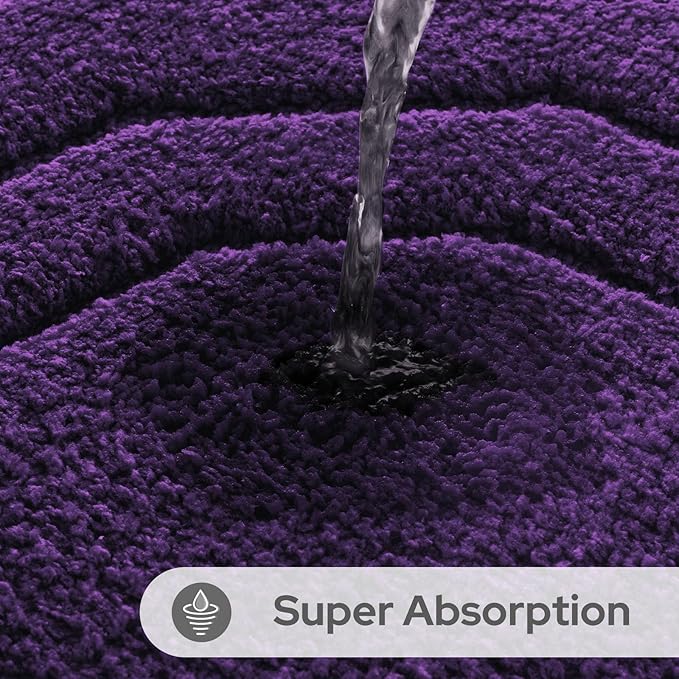 HOMEIDEAS Purple Bathroom Rugs, Extra Soft and Absorbent Microfiber Plush Bathroom Rug Set with Non Slip Backing(Purple)