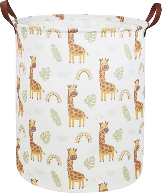 ESSME Kids Laundry Hamper,Giraffe Hamper Collapsible Canvas Waterproof Animal Storage Bin for Boy, Nursery Hamper,Gift Baskets,toy bins(Giraffe)