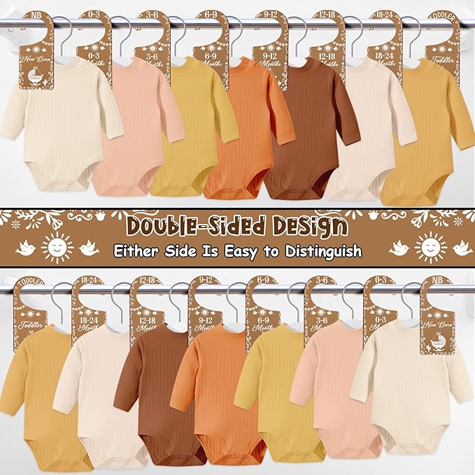 Baby Closet Dividers 8PCS, Mexican Talavera Themed Wooden Double-Sided Clothes Size Hanger/Organizer from Newborn to Toddler for Nursery Decor Baby Shower Birthday Gender Reveal Party Gift