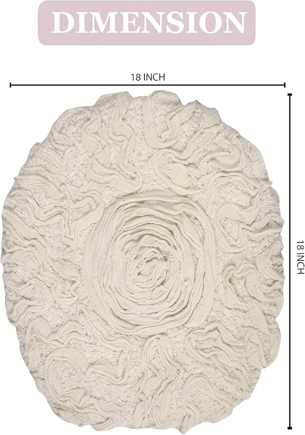 Home Weavers Bell Flower Toilet Lid Cover – 18"x18", 100% Cotton Tufted, Soft & Absorbent, Non-Slip, Machine Washable Bathroom Seat Cover, Ivory