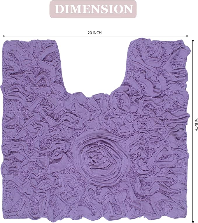 Home Weavers Bell Flower Collection 100% Cotton Tufted Bath Rugs, Extra Soft and Absorbent Bath Rugs, Non-Slip Bath Mats, Machine Washable, Bath Mats for Bathroom Floor, 20"x20" Contour, Purple