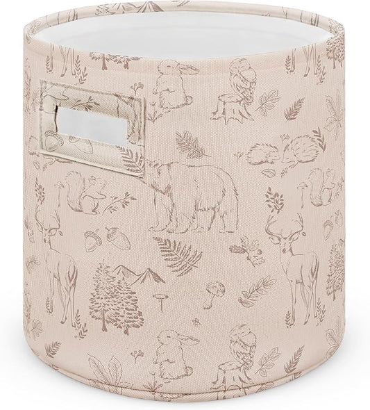 Sorrel + Fern Nursery Storage Basket (Magic Forest), Soft Collapsible Fabric Toy Bin, Magic Forest-Inspired Organizer for Playroom or Nursery, Gender-Neutral Decor, 13 × 13 Inches