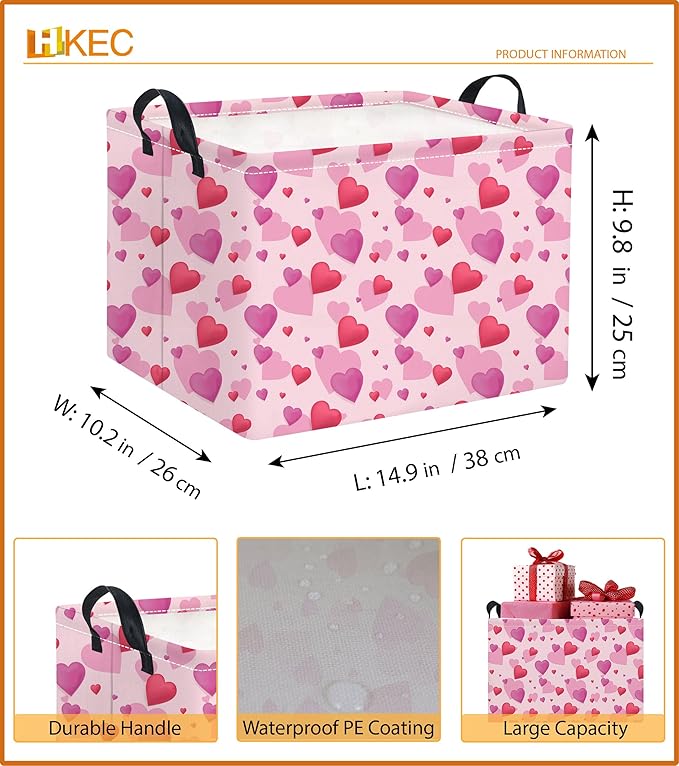 Rectangle Storage Basket,Gift Basket Empty with Handles,Cute Organizer, Room Decor(Dream heart)