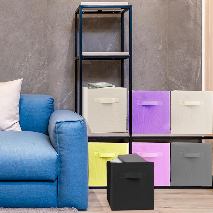 3 Pcs Storage Cubes, 10.5 Inch Collapsible Storage Bins, Fabric Foldable Bins for Organization, Durable Storage Bins for Closet, Shelves, Offices (Pink)