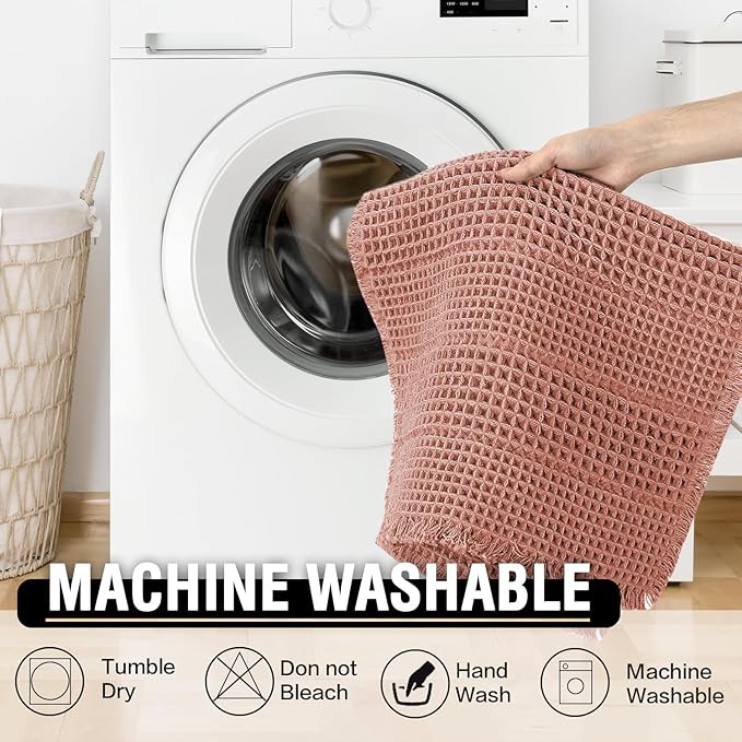 H.VERSAILTEX Waffle Bath Mat Super Absorbent Bathroom Mats Non Slip Bath Rugs for Bathroom Floor Machine Washable Ultra Soft Bathroom Rugs for Beside Tub, (32 x 20 Plus 24 x 17 - Inches, Soft Pink)
