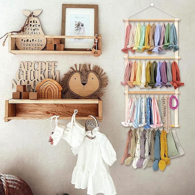 POVETIRE Headband Holder Head Bands Organizer for Girls, Baby Headbands Hair Accessories Organizer Storage Wall Hanging Decor for Nursery Toddler Girls Room