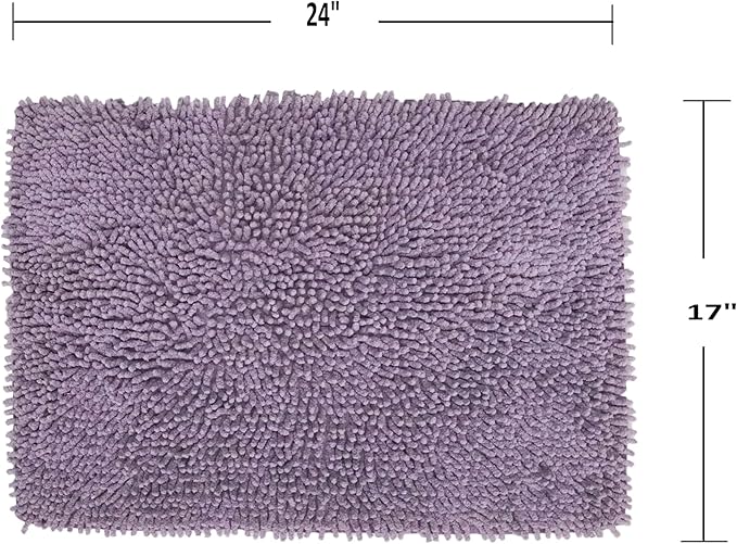 Home Weavers Fantasia Bath Rug 100% Cotton Bathroom Rugs Set, Machine Washable Rug, Extra Soft and Absorbent Bath Rug, Kitchen Mat, Bath Mat Set, Bath Floor Mat Non Slip, 17"x24" Rectangle, Purple