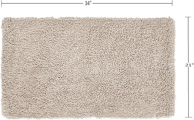 Home Weavers Fantasia Bath Rug 100% Cotton Bathroom Rugs Set, Washable Rug, Soft Cotton Extra Soft and Absorbent Bath Rug, Kitchen Mat, Bath Mat Set, Bath Floor Mat Non Slip, 21"x34" Rectangle, Ivory
