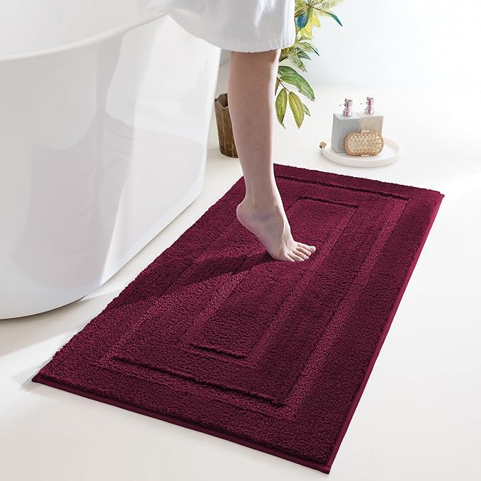 GRANNY SAYS Bathroom Rugs Non Slip, 24"x 48", Bath Rugs for Bathroom Washable, Bath Mats for Floor, Microfiber Bath Mat for Tub, Absorbent Bath Rugs for Shower Room, Strawberry Red