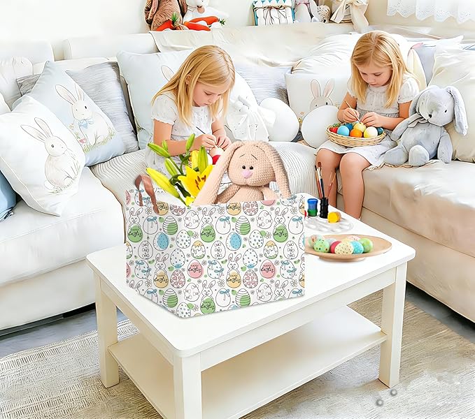 Rectangular Storage Baskets，Gift Basket,Book Box,Room Decor(Happy Easter)