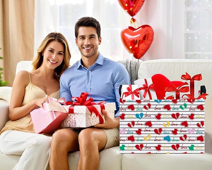 Large Valentine's Day Basket Heart Shaped Storage Bin for Gifts Collapsible Organizer Room Decor (Black Cross Bar Love)